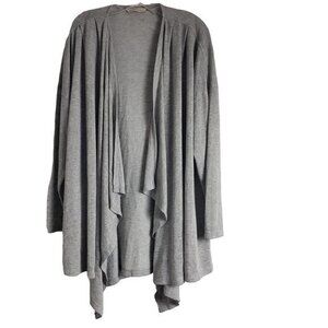 Soft Surroundings Womens One Size Gray Cardigan Long Sleeve Waterfall Open Front